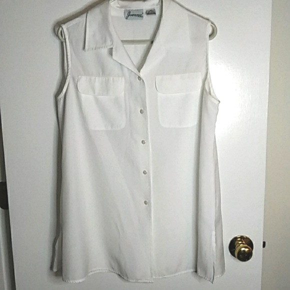 Joanna White Sleeveless Blouse. Size M - Picture 1 of 7